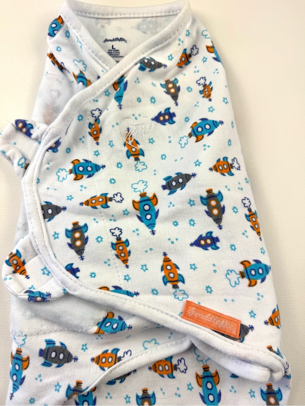 Swaddle Me Space Rocket Sleep Sack Print Infant Baby Infant Baby Large Cotton - Picture 3 of 7